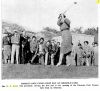 Aggie Grant - ODT 9 May 1938 - first woman to tee off, as first Ladies' President, Chisholm Park Golf Club. Husband Bill looking on (wearing dark suit and holding golf club).