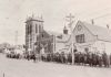 Andersons Bay first and second Presbyterian churches - attended by William, Bill and Doug (the boys were taken twice on Sundays by their father). The second church was built in 1914. Jennie Grant, not being Presbyterian, did not attend. Photo taken in 1928 at the time of the Andersons Bay School 70th Jubilee.