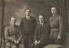 The NZ and Scottish first cousins - taken in Scotland (Dundee?) in 1918 when Bill and Doug Grant had arrived in the UK on the NZ Hospital Ship Maheno.  l to r: Bill Grant (uniform), Alex Graham, Doug Grant, John Graham (uniform).